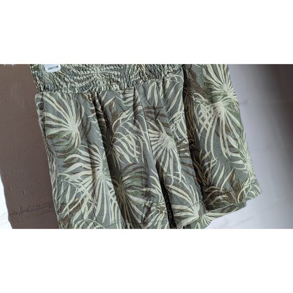 Time and Tru Green Palm Print Smocked Waist Shorts Lounge Summer Small - Picture 2 of 5